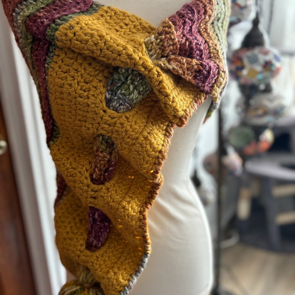Handmade Crochet over the head scarf.